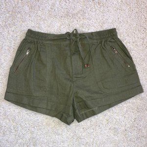 Love Culture Iris Green Linen Rayon Blend Shorts